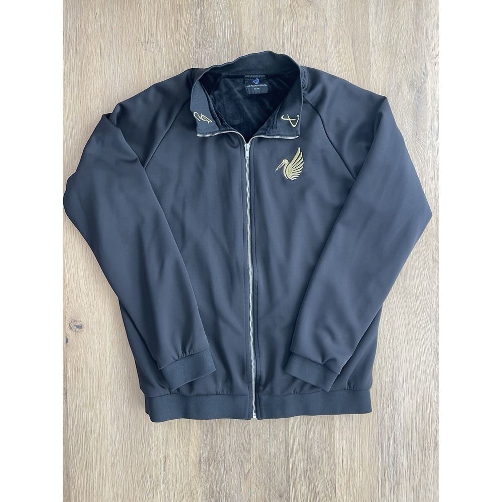 Blue Pelican Clothing Women Black Gold Embroidered Velvet Lined Track Jacket 2XL